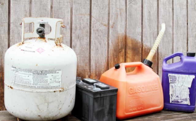 Gasoline, batteries and other common household hazardous waste items. 